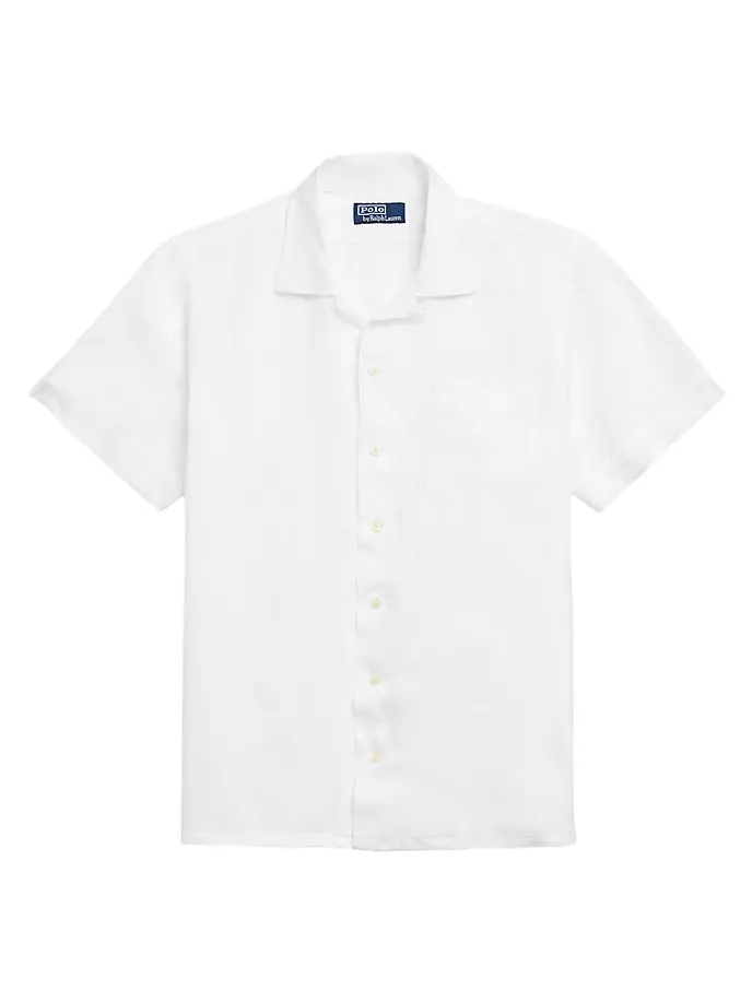 

Льняная спортивная рубашка с короткими рукавами Polo Ralph Lauren, белый