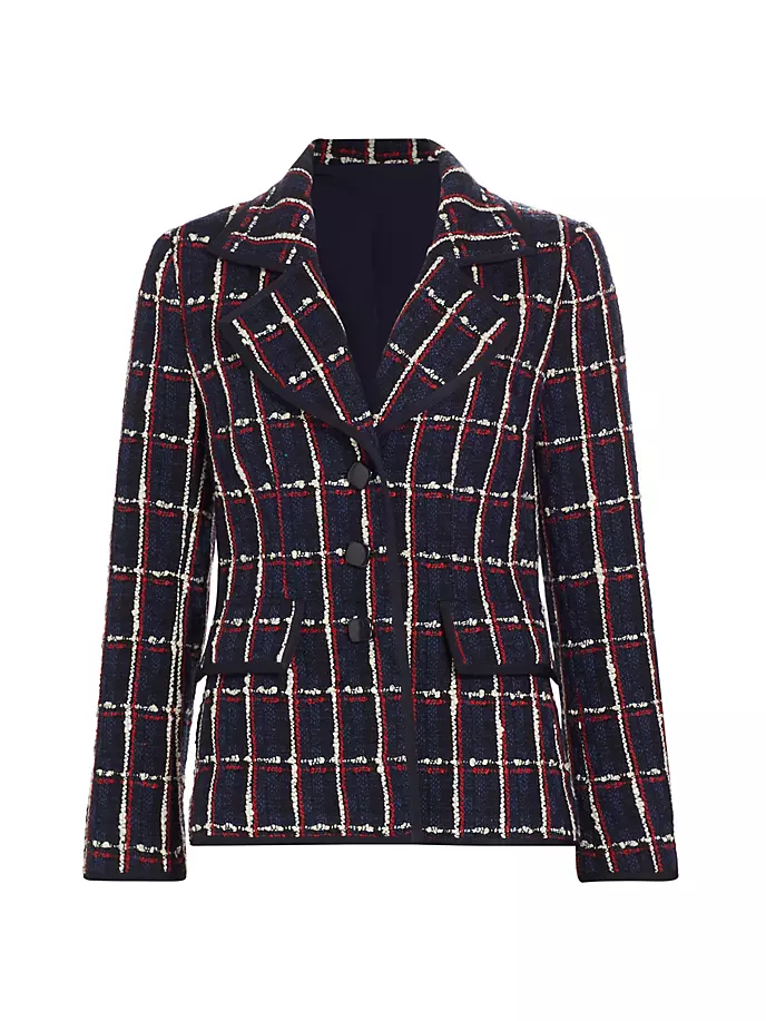 

Твидовый однобортный жакет в клетку Favorite Daughter, цвет potenza tweed