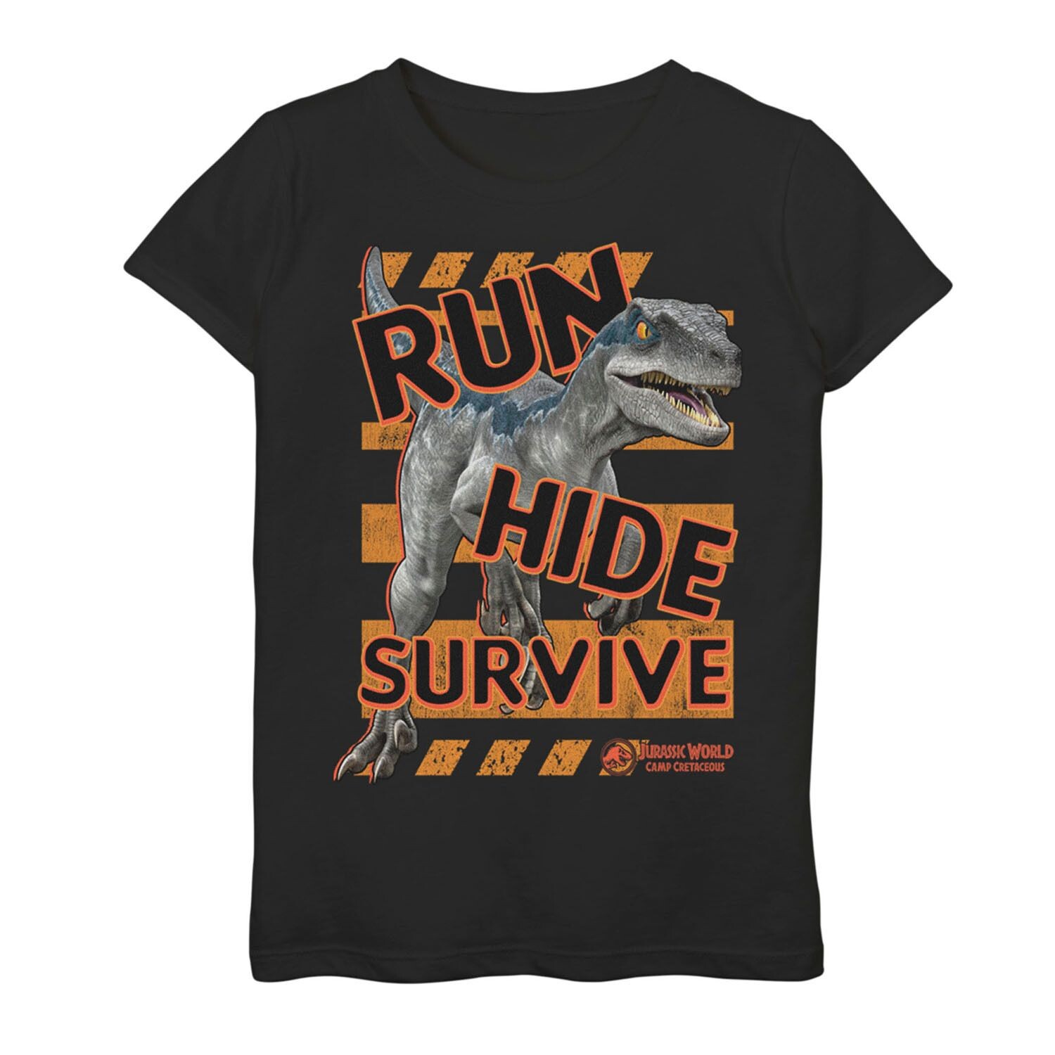 

Футболка с рисунком «Мир Юрского периода: лагерь мелового периода Raptor Run Hide Survive» для девочек 7–16 лет Licensed Character