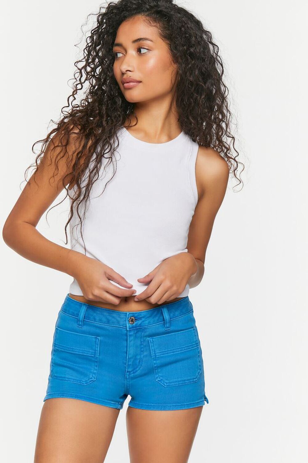 

Джинсовые шорты с низкой посадкой Forever 21, синий
