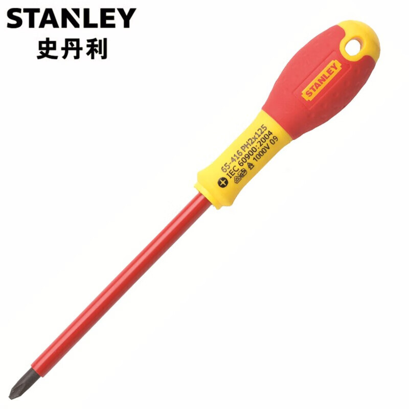 Крестовая отвертка STANLEY с двухцветной ручкой PH1x100мм Отвертка электрика магнитная высоковольтная отвертка 65-415-14 в наличии