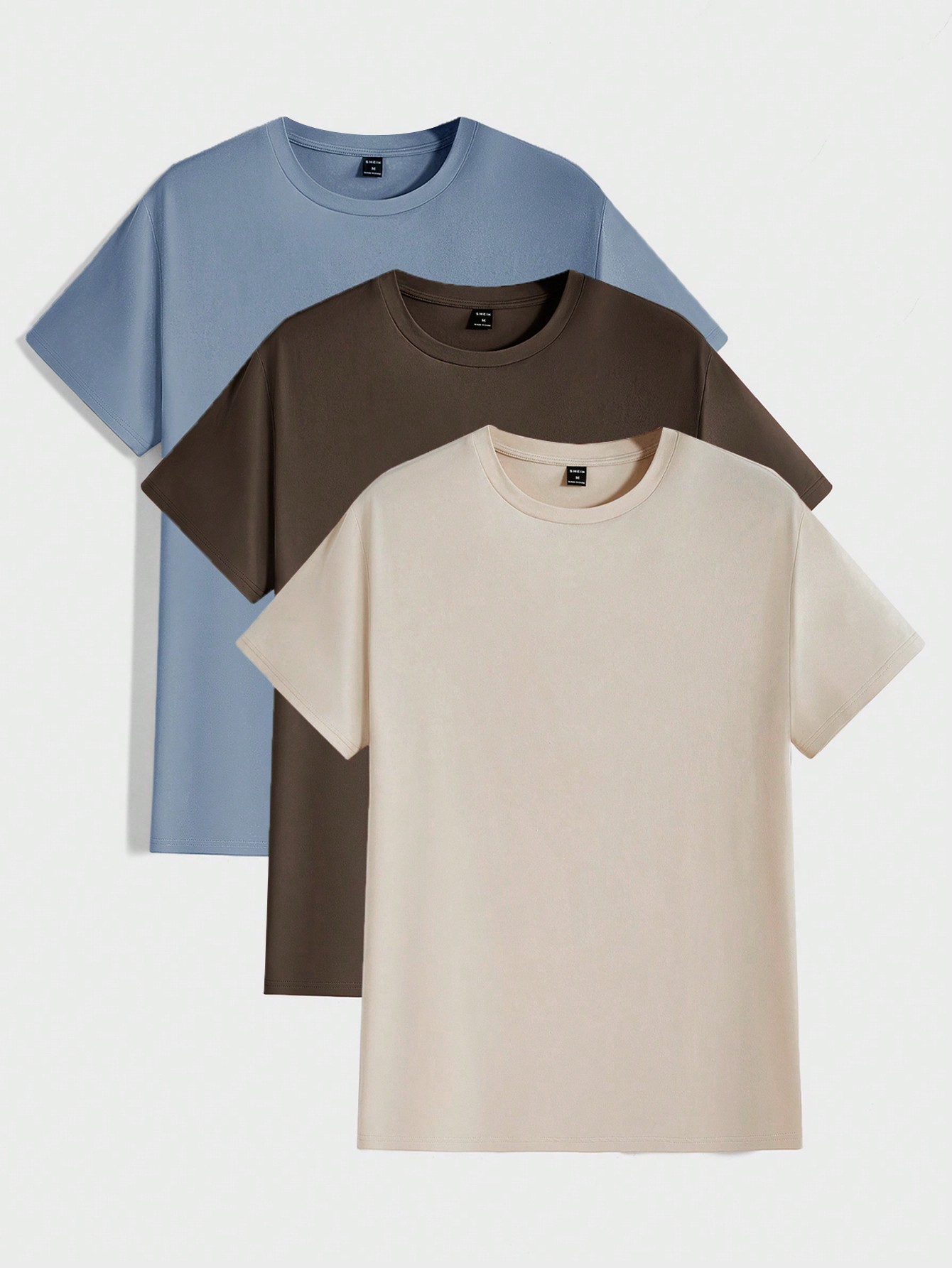 Мужская повседневная однотонная футболка с круглым вырезом и короткими рукавами Manfinity Basics, многоцветный