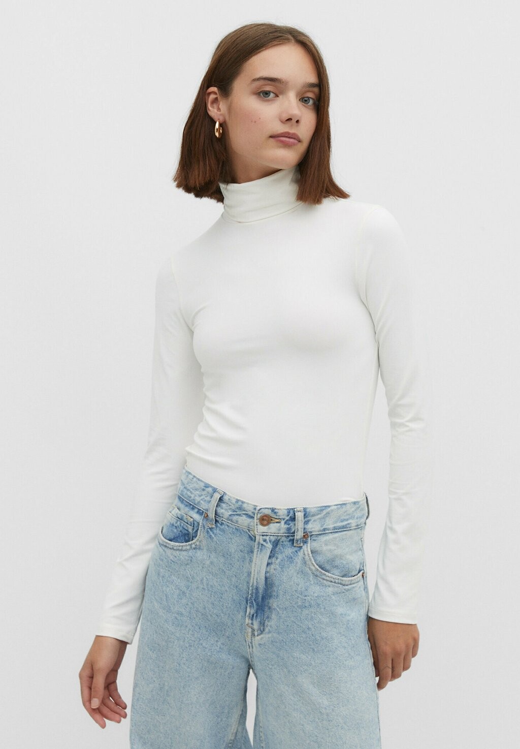 

Футболка с длинным рукавом Stradivarius, белая, Белый