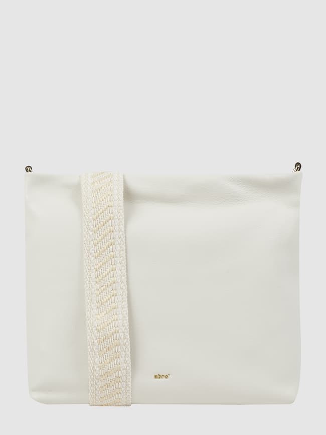 Модель кожаной сумки-шоппера Кайя Abro, белый плечевой ремень