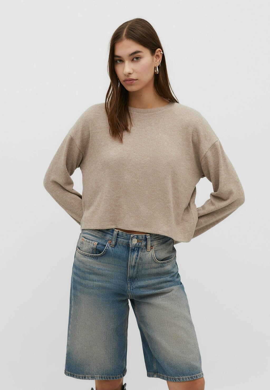 

Вязаный свитер CROPPED NAPPED Stradivarius, цвет light brown
