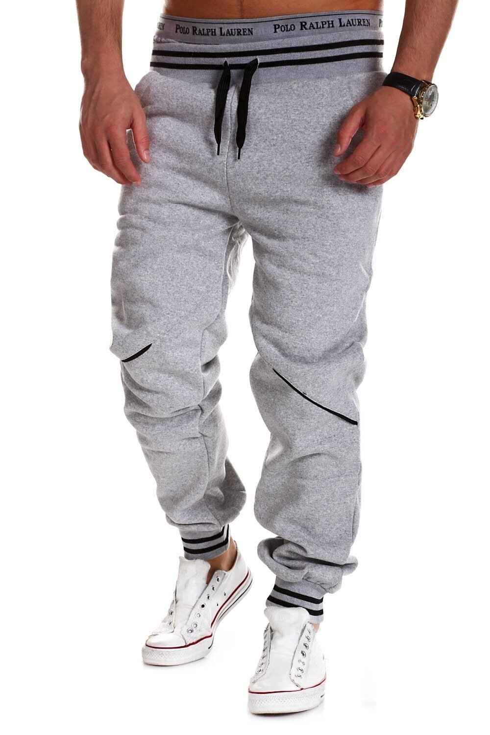 Тканевые брюки behype Jogging STRIPE, серый