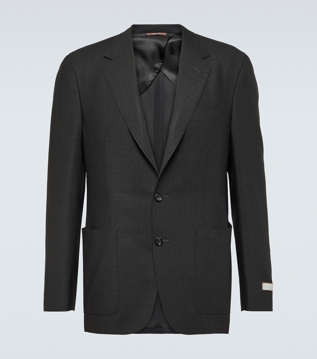 цена Однобортный шерстяной пиджак Canali, черный
