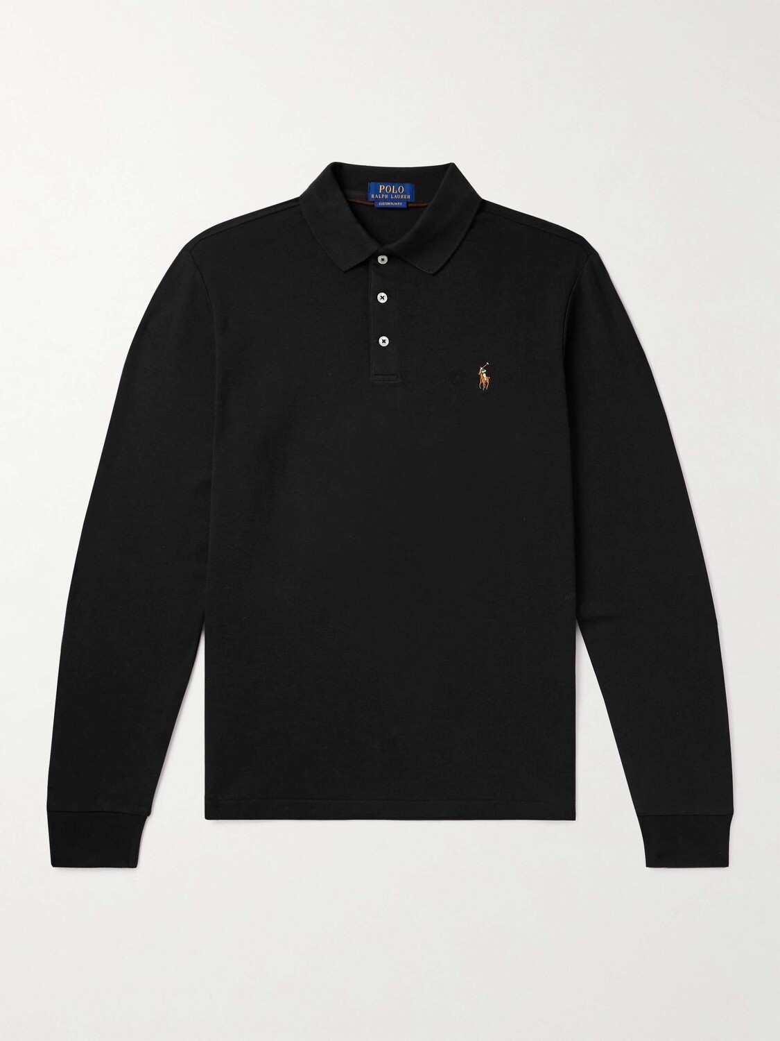 

Рубашка поло из хлопка облегающего кроя с вышитым логотипом POLO RALPH LAUREN, черный