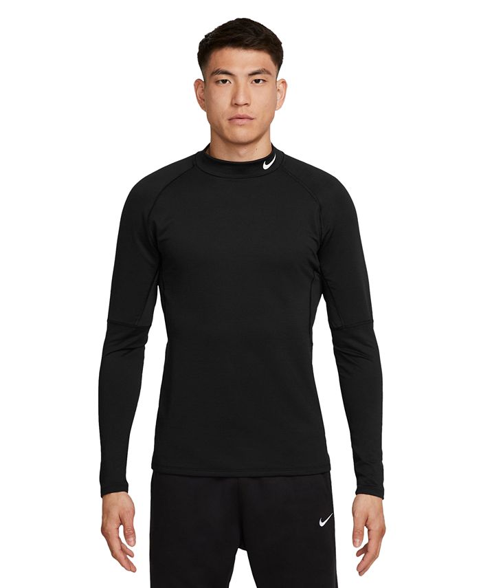 Мужская рубашка для фитнеса Pro Slim-Fit Dri-FIT с воротником-стойкой и длинными рукавами Nike, черный