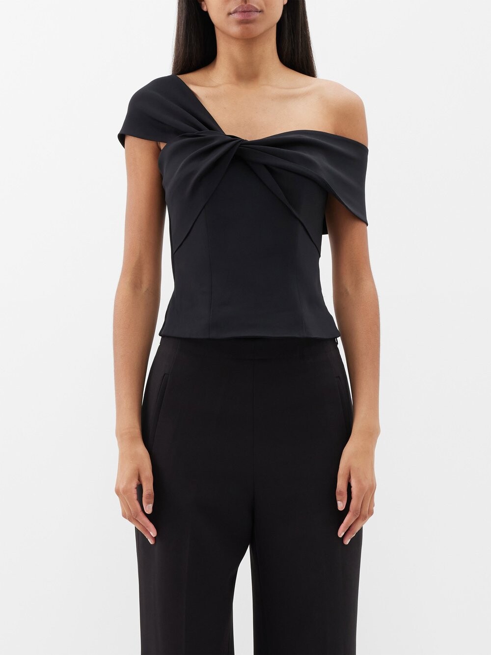 

Асимметричный топ из эластичного кади Roland Mouret, черный
