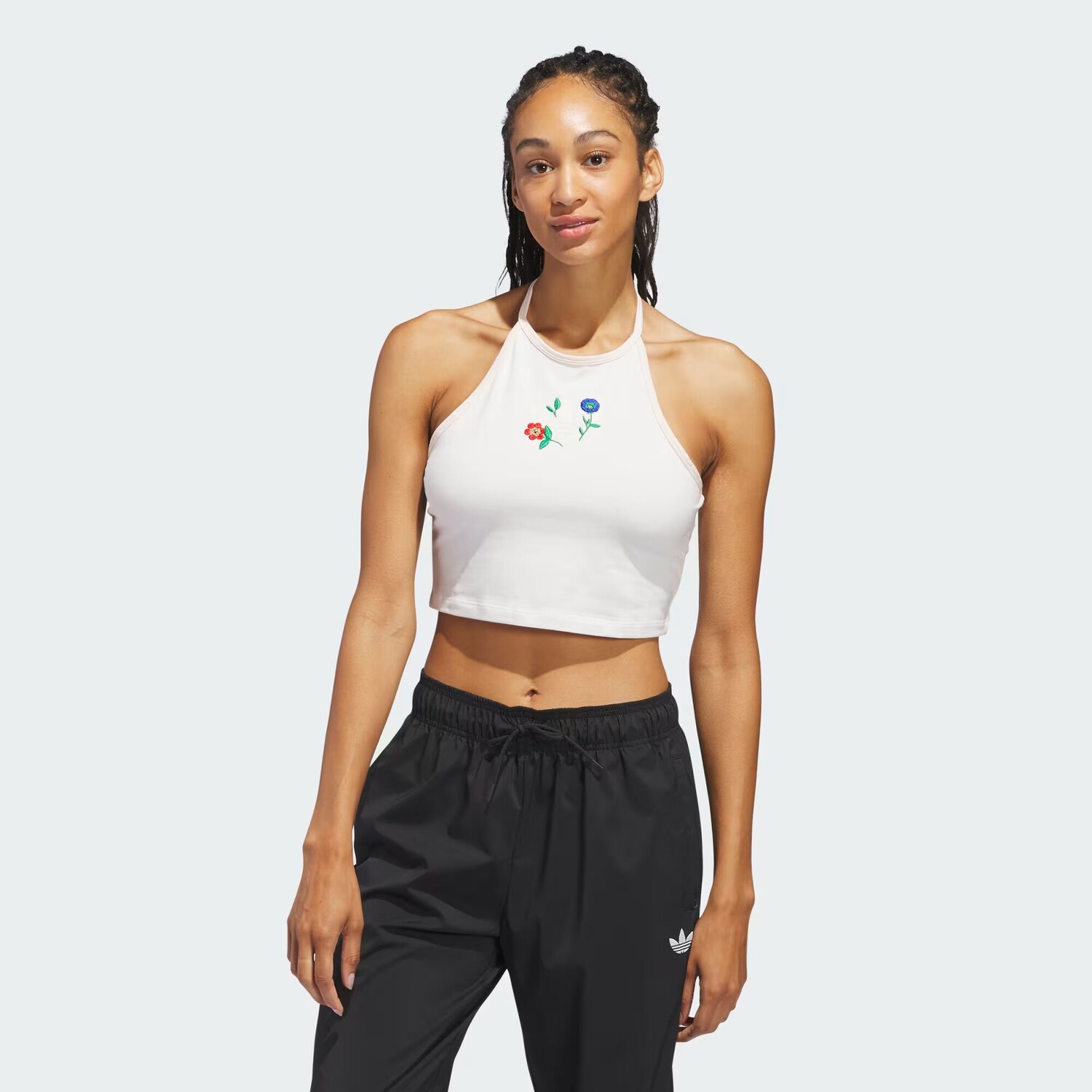 

Модный топ с цветочным принтом и бретелькой на шее Adidas, Cloud White
