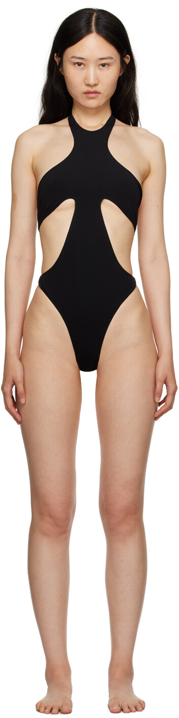

Черный купальник с вырезом Mugler