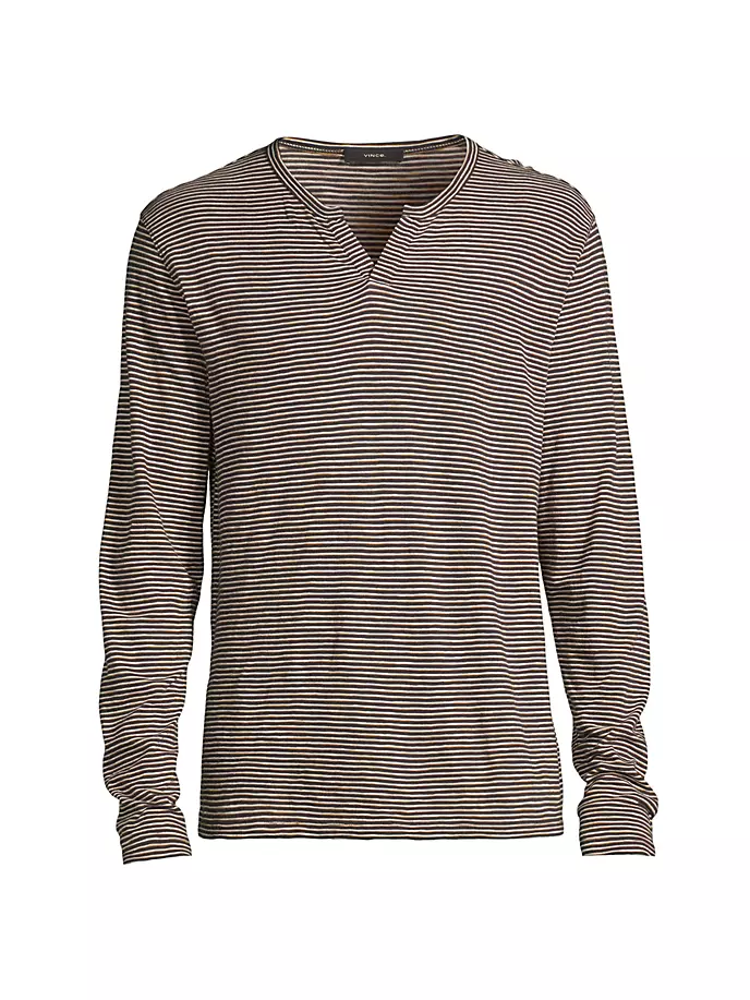 

Хлопковая футболка Henley с длинными рукавами Vince, цвет night shade off white