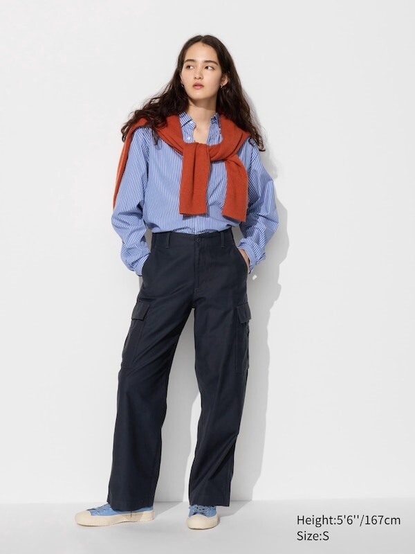 

Широкие прямые брюки-карго Uniqlo, серый