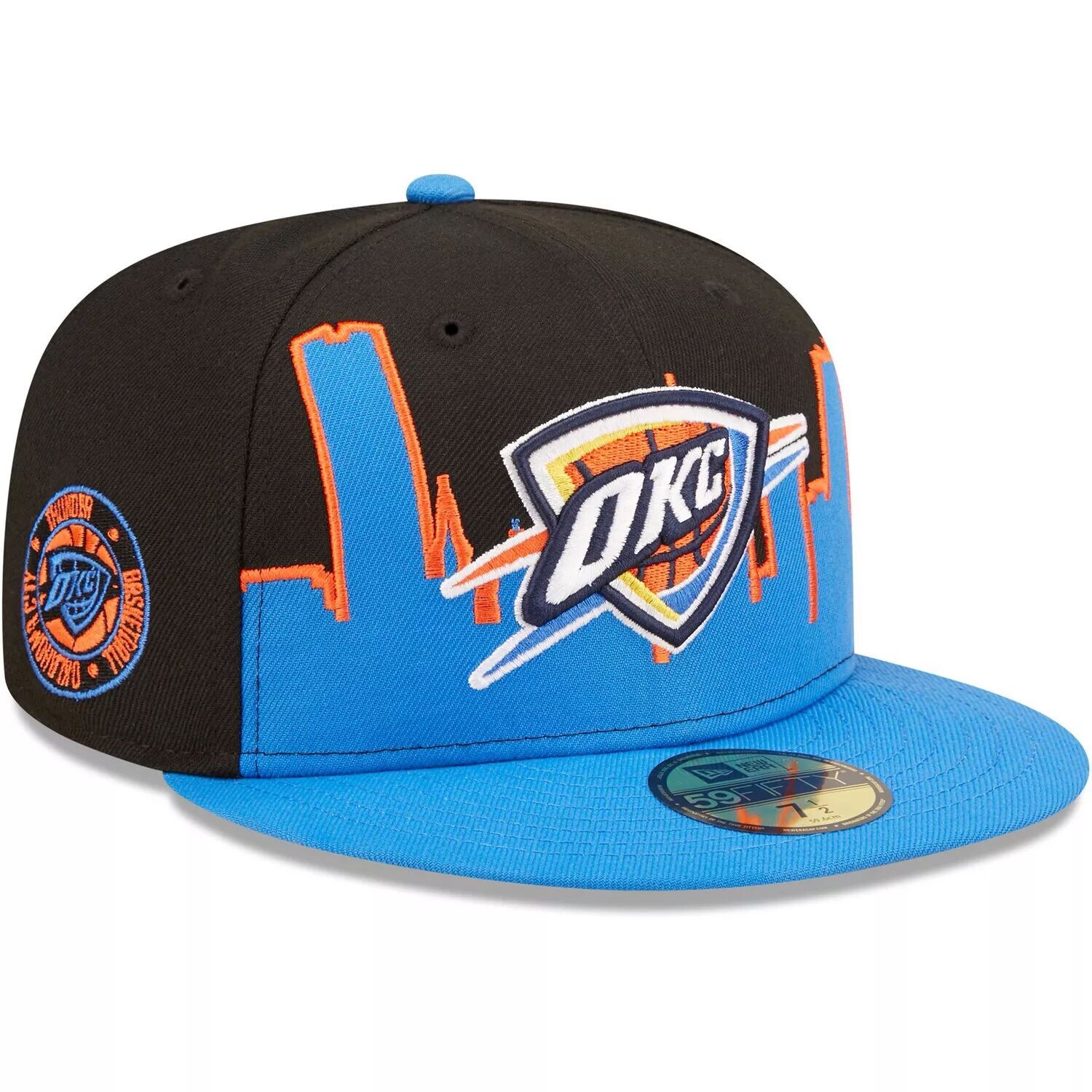 

Мужская облегающая шляпа New Era сине-черная Oklahoma City Thunder 2022 Tip-Off 59FIFTY