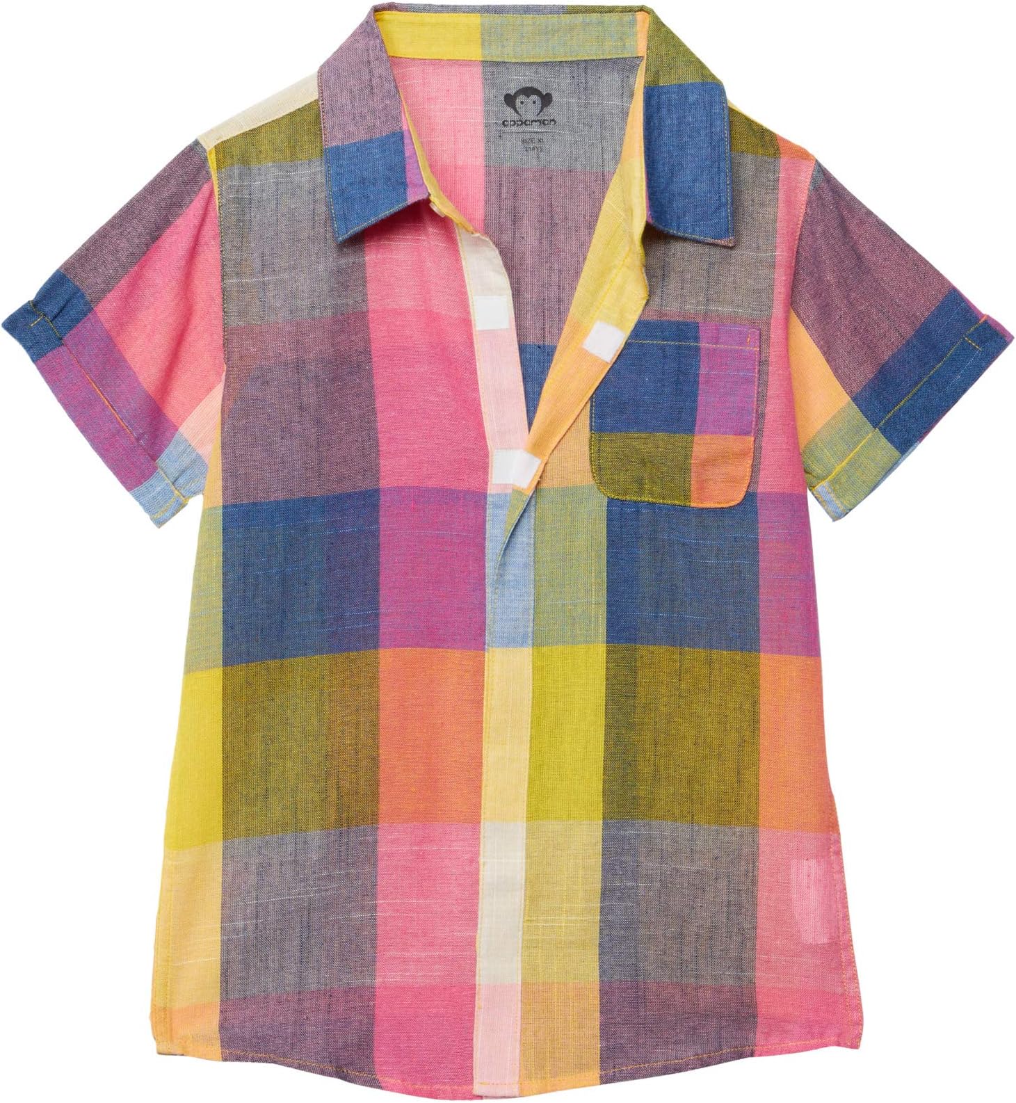 

Рубашка Appaman Adaptive Multicolored Plaid Short Sleeve Button-Up Playa Shirt, цвет Poppy Plaid