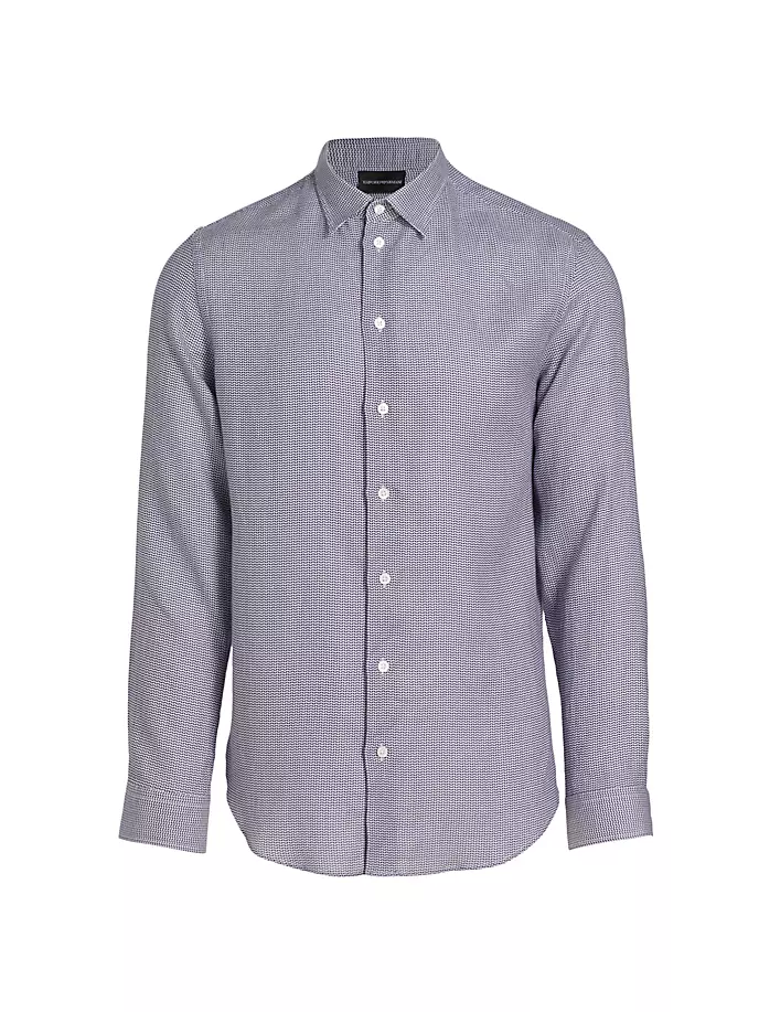 

Льняная рубашка с рисунком Emporio Armani, темно-синий