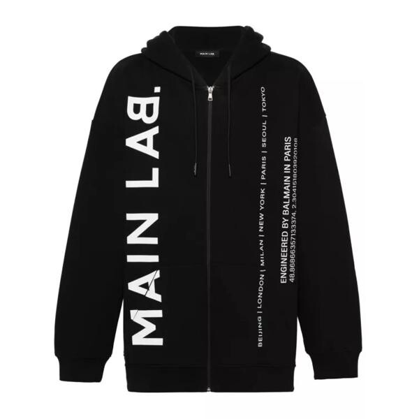 

Футболка main lab zip-up hoodie Balmain, черный