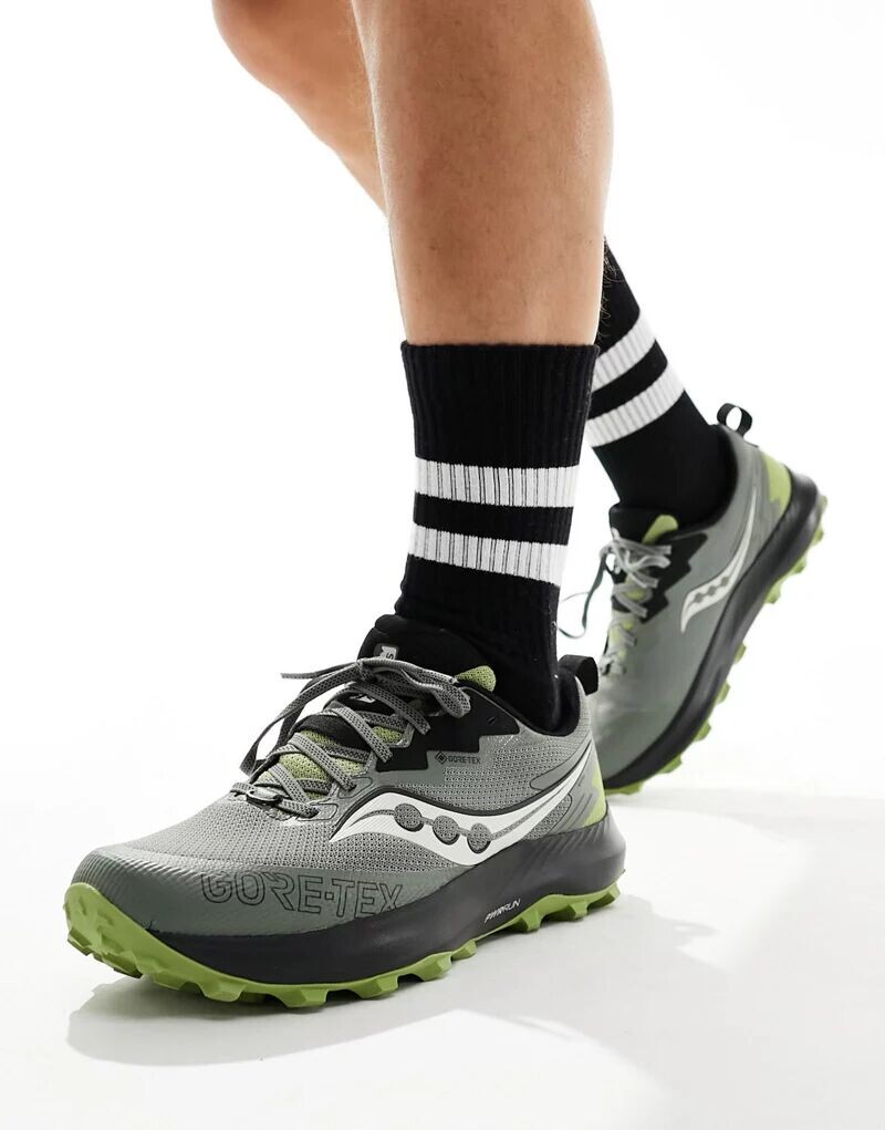 

Беговые кроссовки Saucony Peregrine 14 GTX серого и оливково-зеленого цвета
