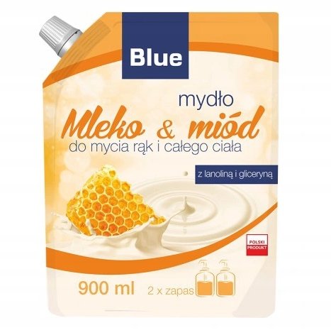 цена Голубое, Жидкое мыло, Молоко и мед, Сменный блок, 900мл, Blue Magic