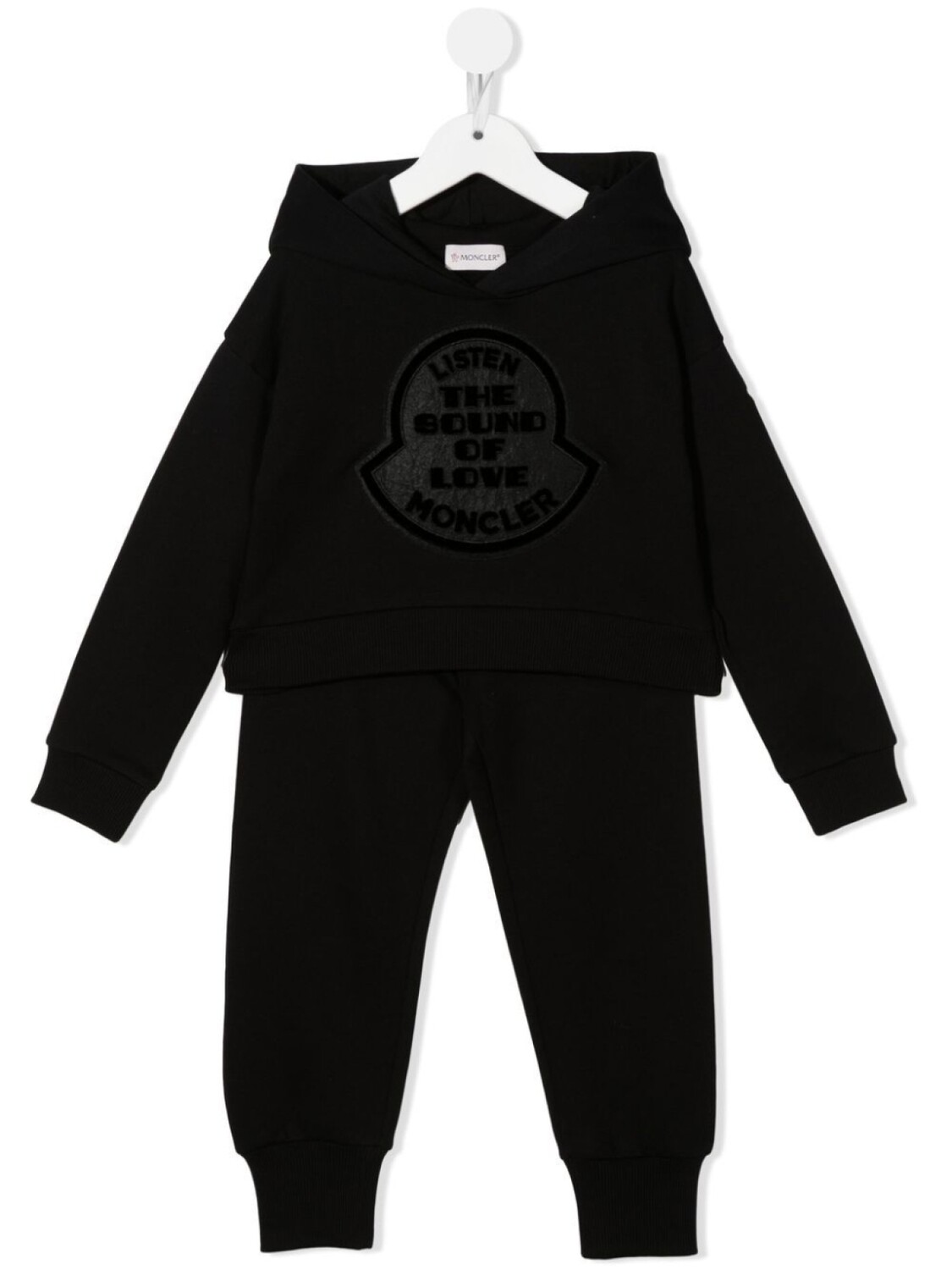 

Moncler Enfant спортивный костюм с капюшоном и логотипом, черный
