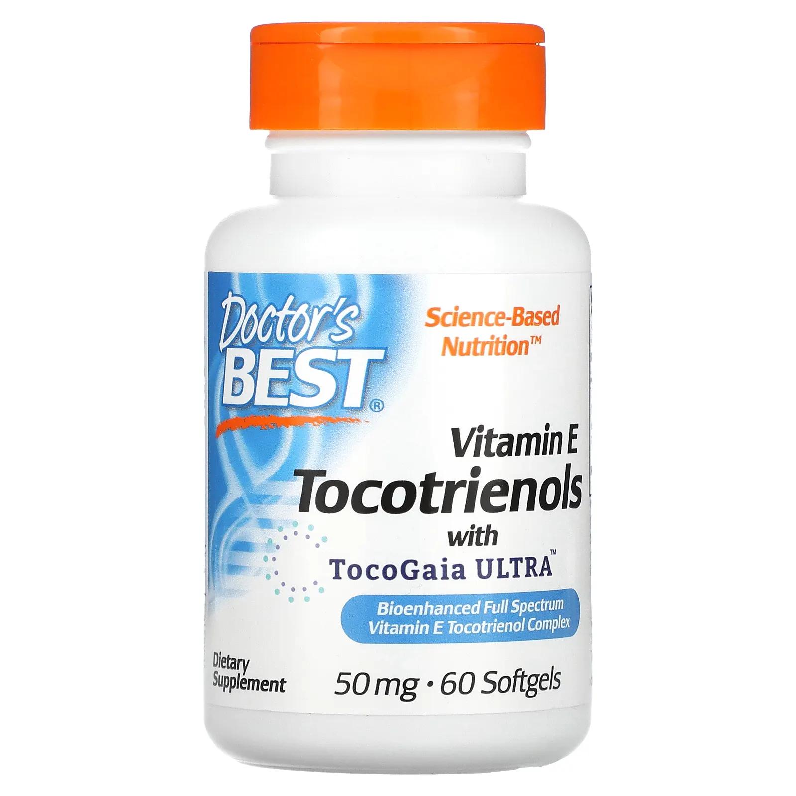 Doctor's Best Tocotrienols with EVNol SupraBio 50 mg 60 Softgels doctor s best токотриенолы с evnol suprabio 50 мг 60 капсул