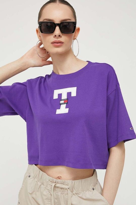 

Хлопковая футболка Tommy Jeans, фиолетовый
