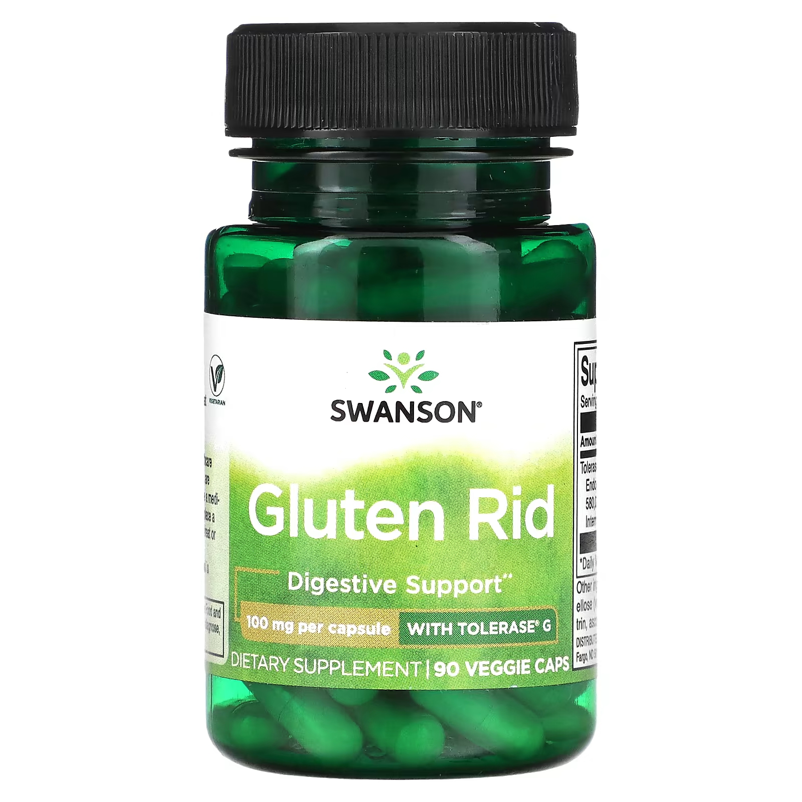 Пищевая добавка Swanson Gluten Rid с толеразой G 100 мг, 90 растительных капсул цена и фото