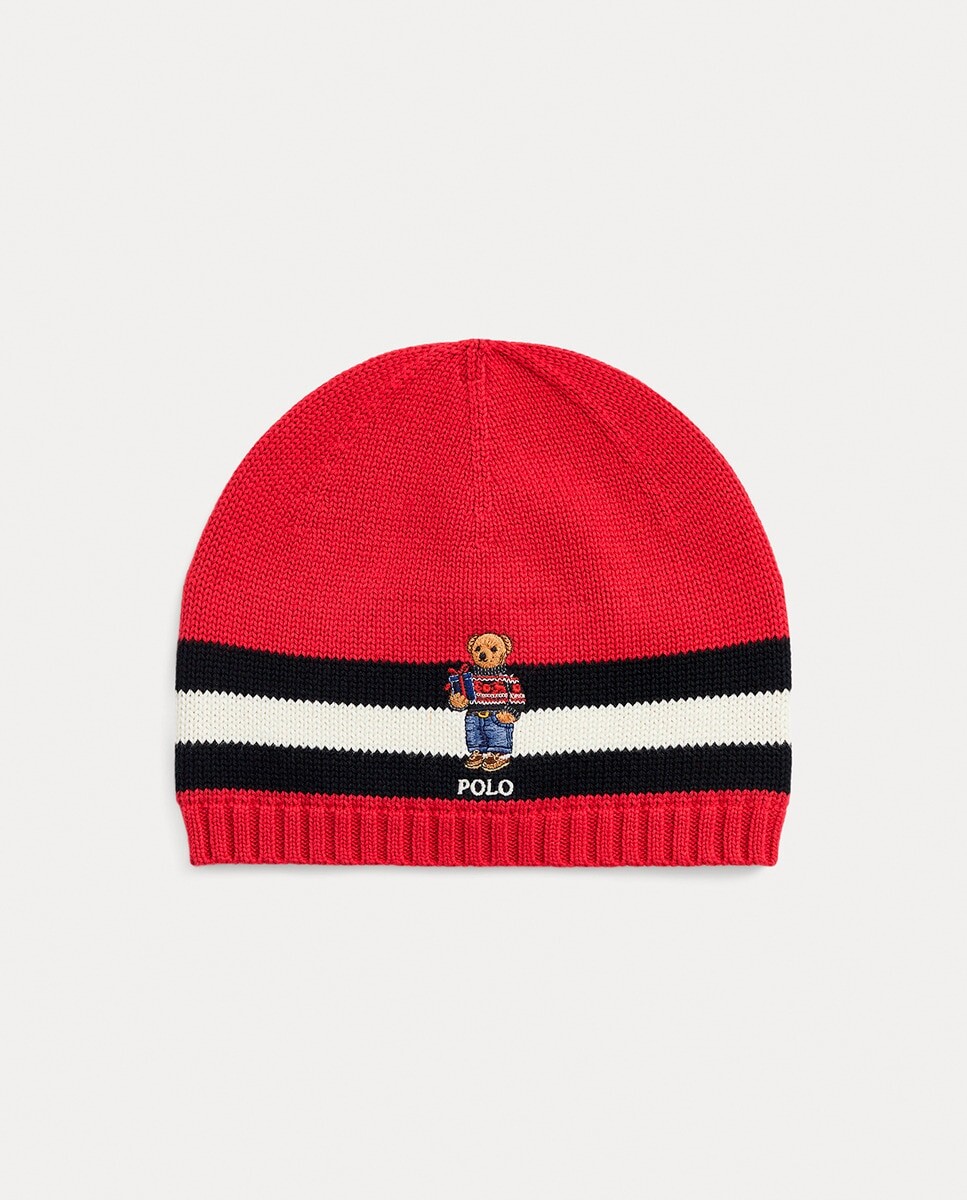 

Хлопковая шапка для мальчика с мишкой-поло Polo Ralph Lauren, красный