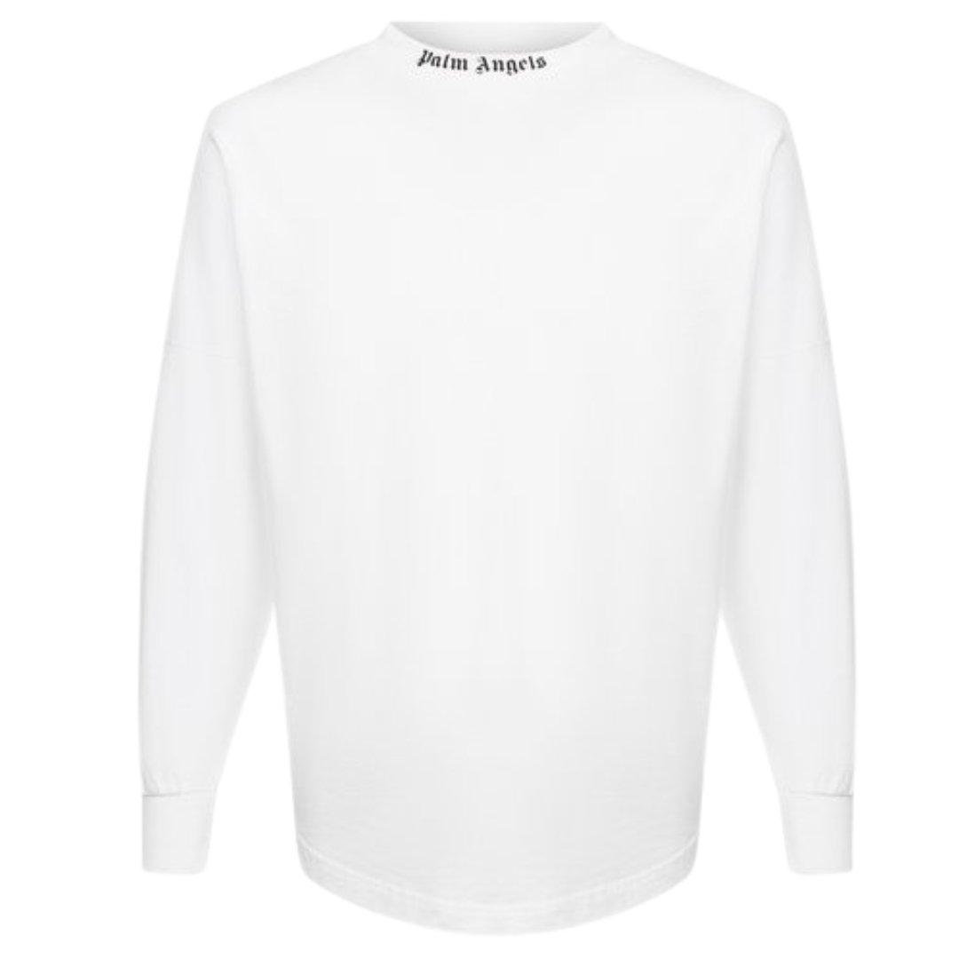 пледы luxberry детский вязаный размер 100 150 хлопок 100% производство португалия Белая футболка Double Classic с длинным рукавом и логотипом Palm Angels, белый