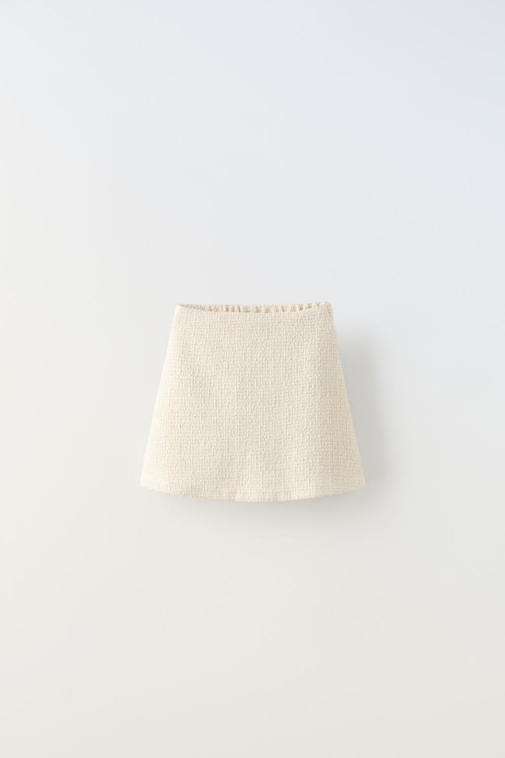 Текстурированная юбка-бермуда ZARA, экрю