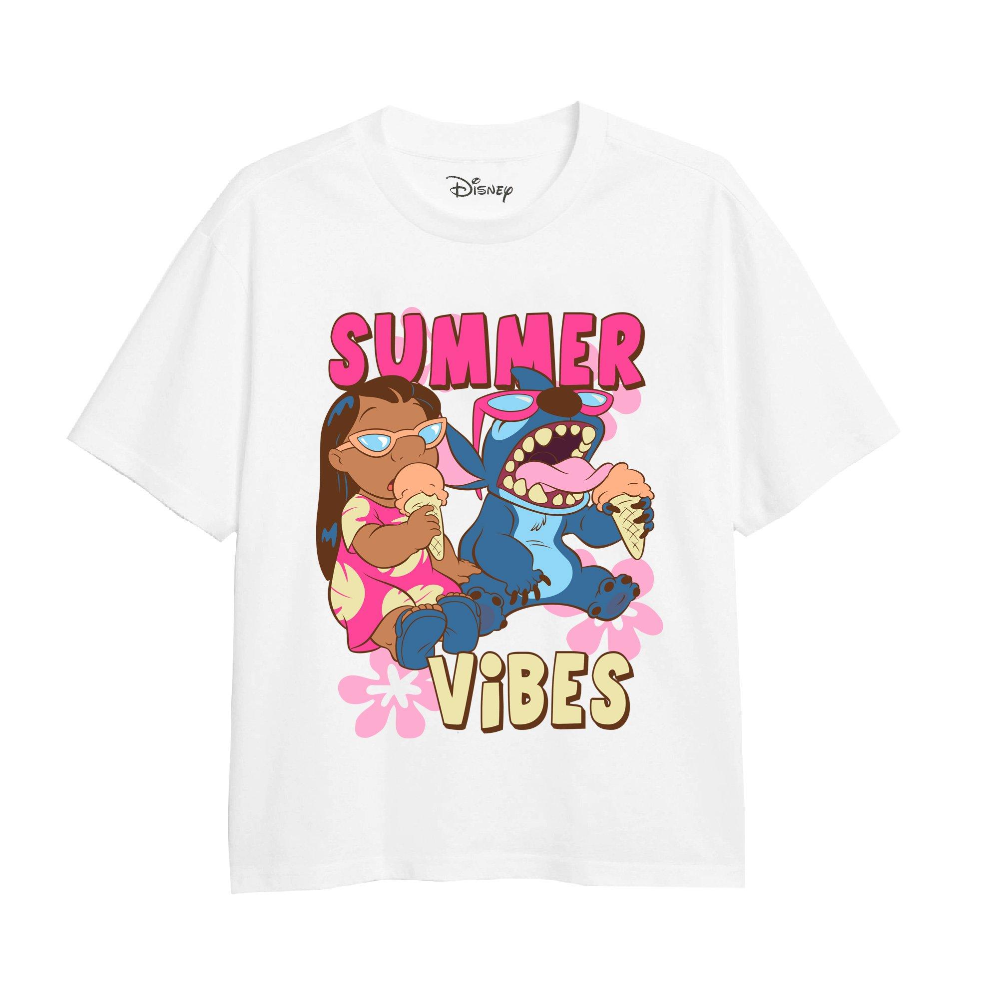 Футболка Lilo & Stitch Summer Vibes Disney, белый школьная сумка лило и стич disney фиолетовый