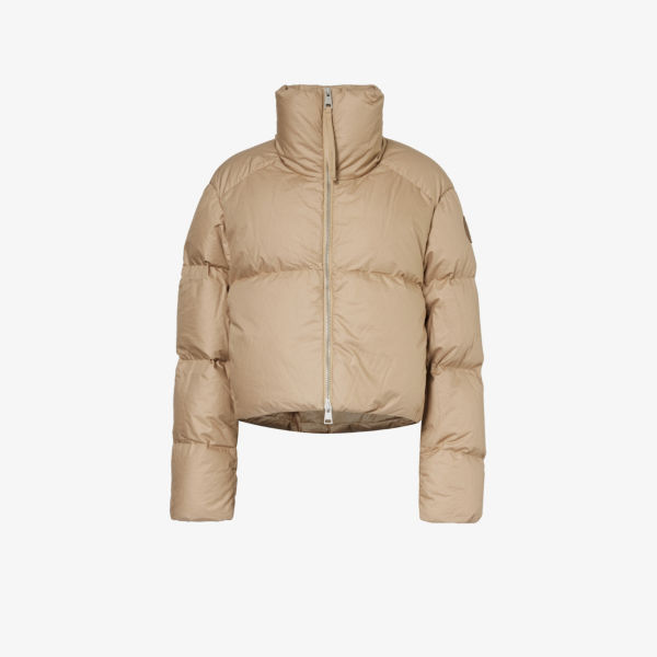 цена Стеганая куртка из хлопка с высоким воротником Canada Goose, цвет desert sand