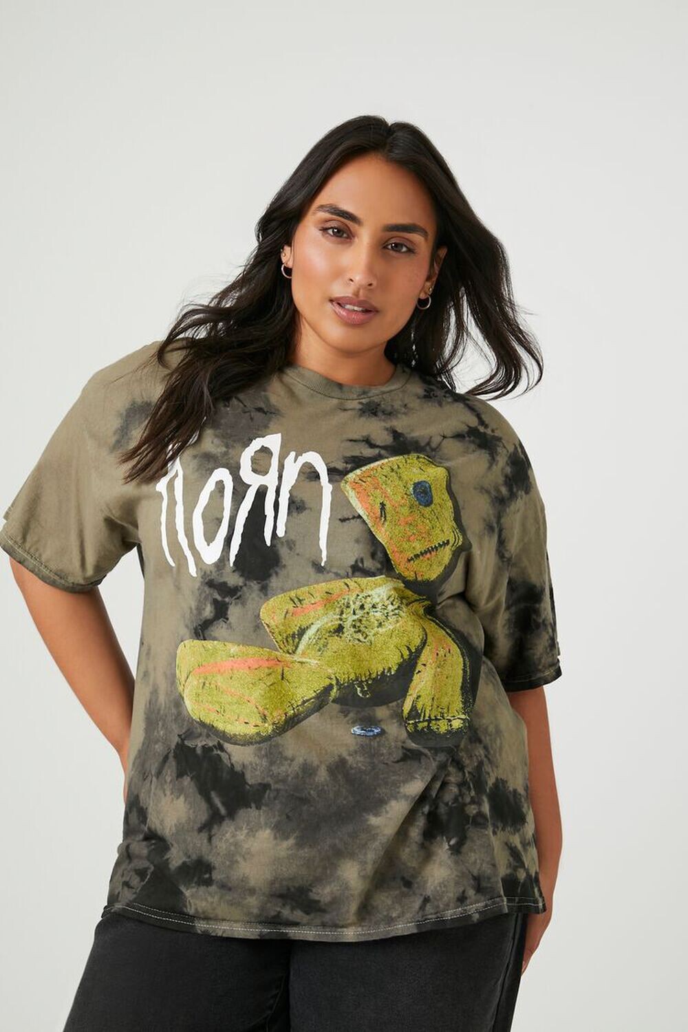 

Футболка с рисунком Korn больших размеров Forever 21, оливковый, Зеленый