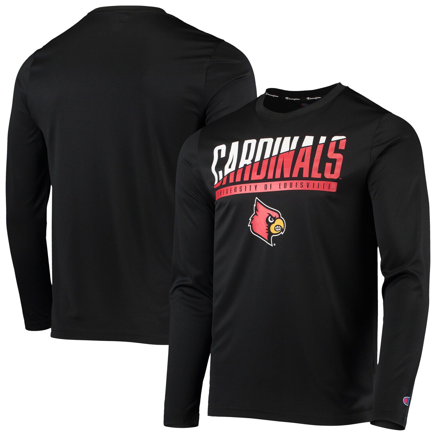 

Мужская черная футболка с длинными рукавами и надписью Champion Louisville Cardinals