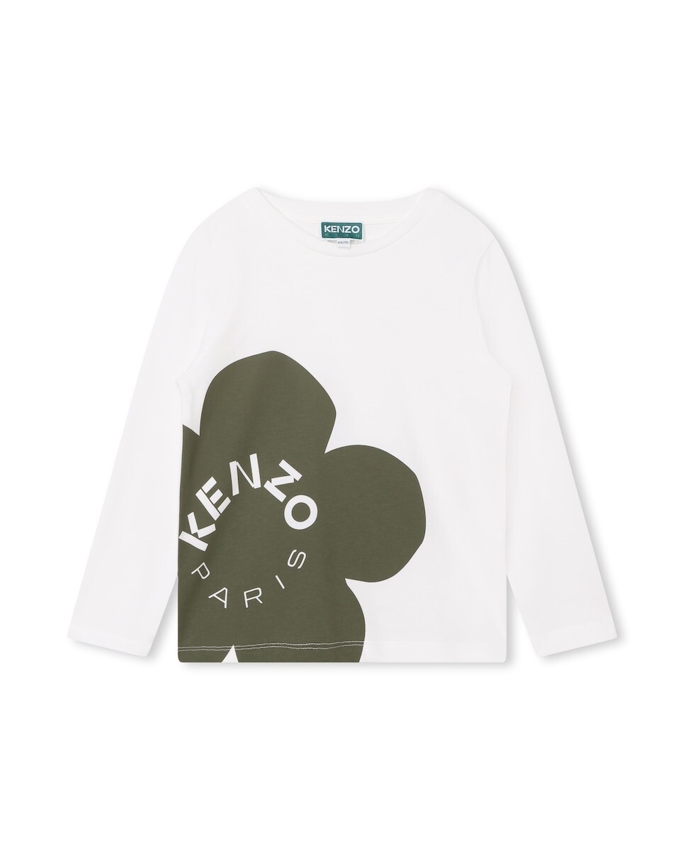 

Футболка для мальчика с длинными рукавами из 100% хлопка Kenzo, белый