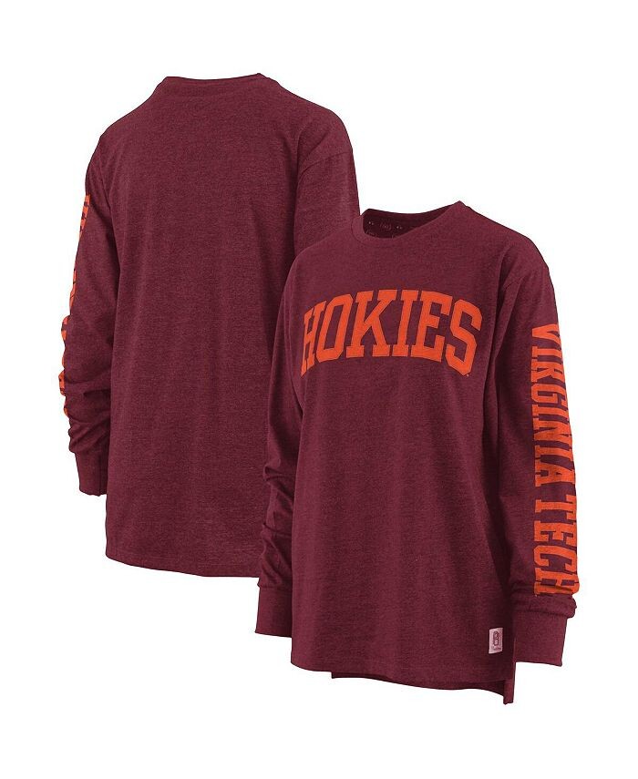 

Женская темно-бордовая футболка с длинными рукавами Virginia Tech Hokies Two-Hit Canyon Pressbox, красный