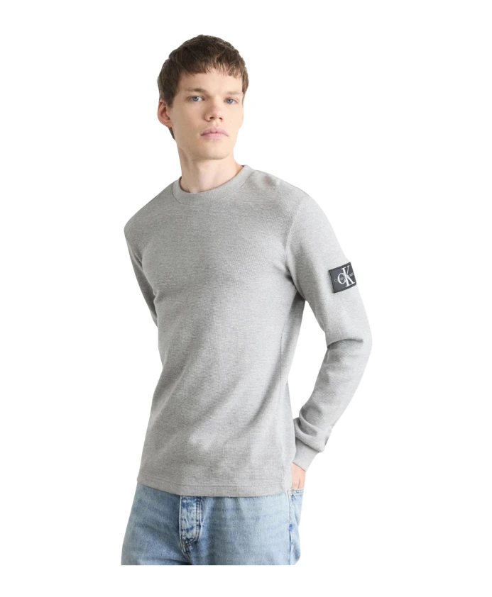 

Модный легкий свитер с бейджем для мужчин Calvin Klein Jeans, серый