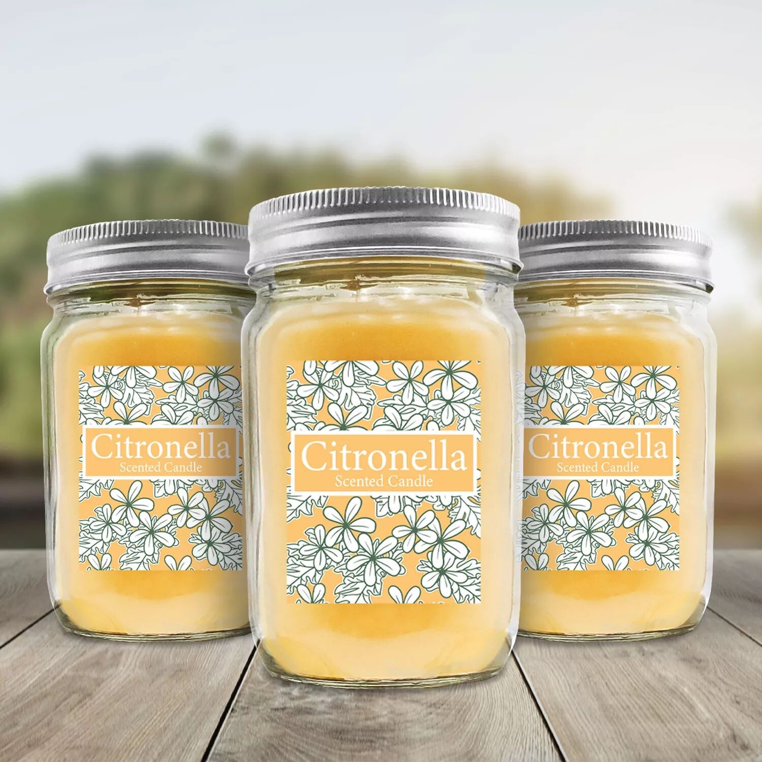 

LumaBase с ароматом цитронеллы, 9 унций. Свечи Mason Jar — набор из 3 шт.
