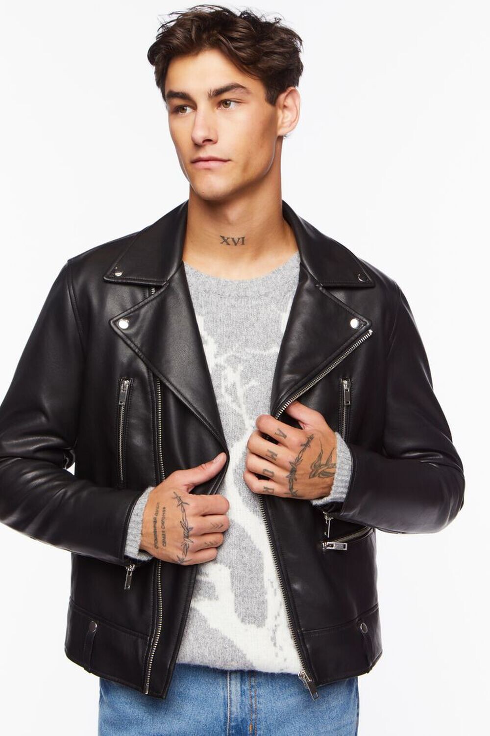 

Мотоциклетная куртка из искусственной кожи Forever 21, черный