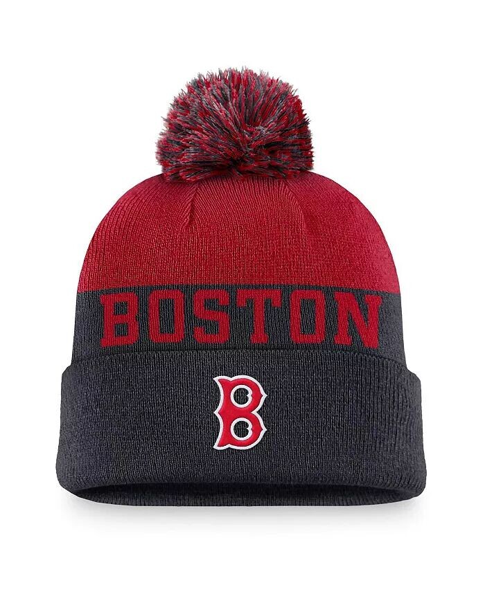

Мужская темно-синяя вязаная шапка с манжетами и помпоном Boston Red Sox Rewind Peak Nike, синий