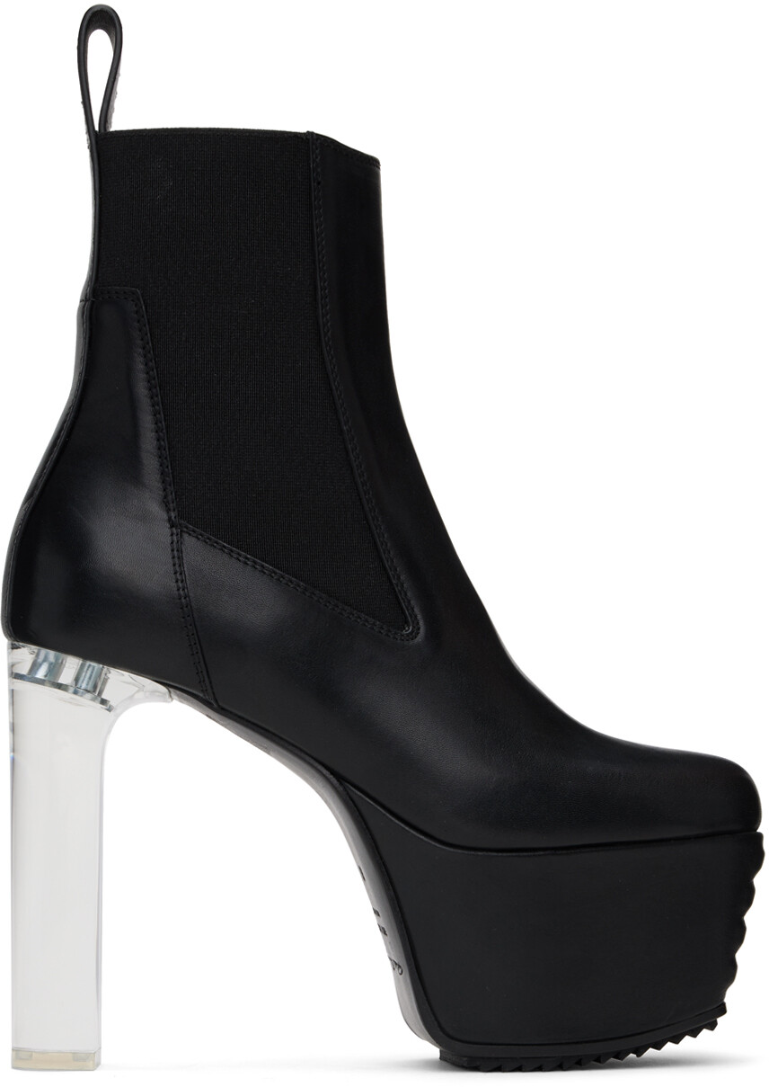 

Черные ботинки челси с минимальной решеткой Beatle Rick Owens, цвет Black/Clear