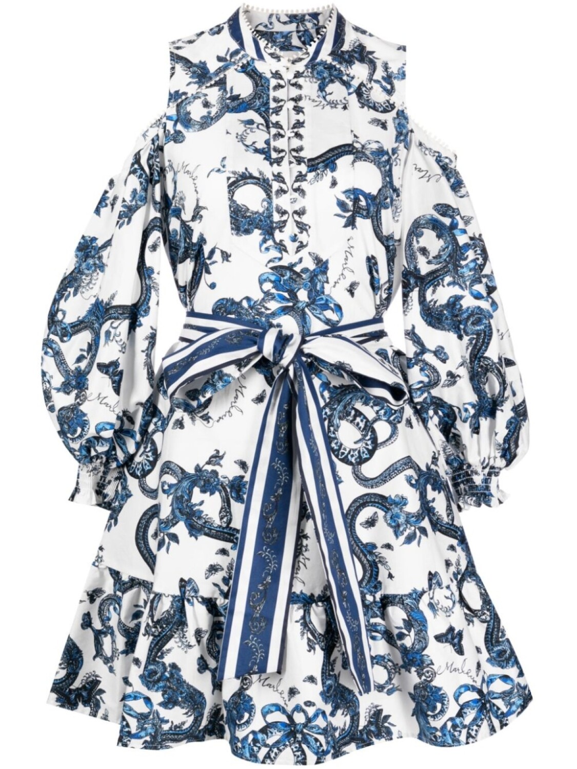 

Marchesa Rosa платье мини Iris с поясом и цветочным принтом, синий