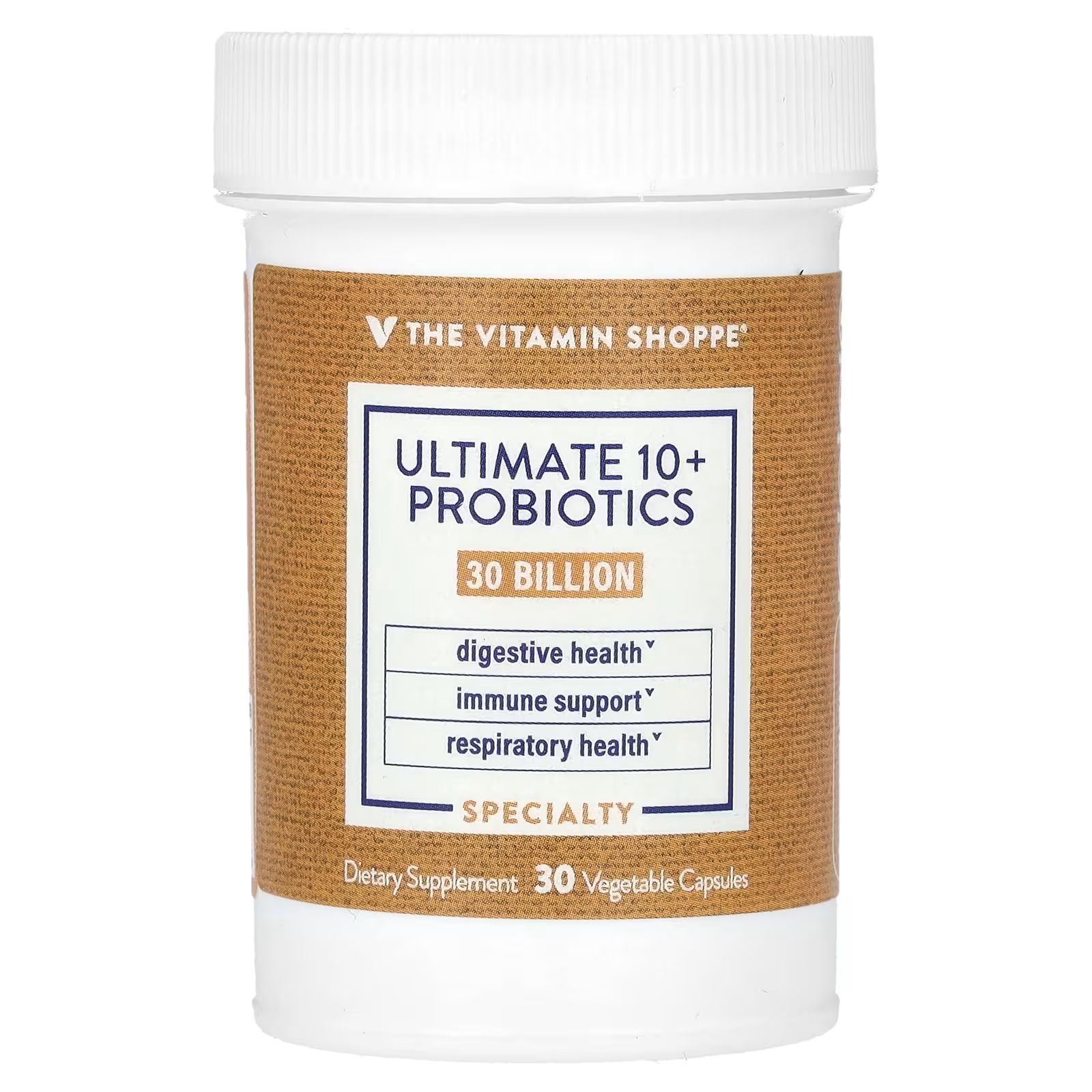 Пробиотик The Vitamin Shoppe Ultimate 10+ Probiotics 30 миллиардов КОЕ, 30 капсул plantfusion полный веганский пробиотик 35 миллиардов кое 30 веганских капсул