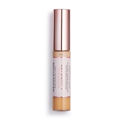 

Консилер Conceal & Hydrate Concealer с гиалуроновой кислотой Dewy Finish C9.5 для среднего тона кожи, 0,45 жидких унций, Makeup Revolution