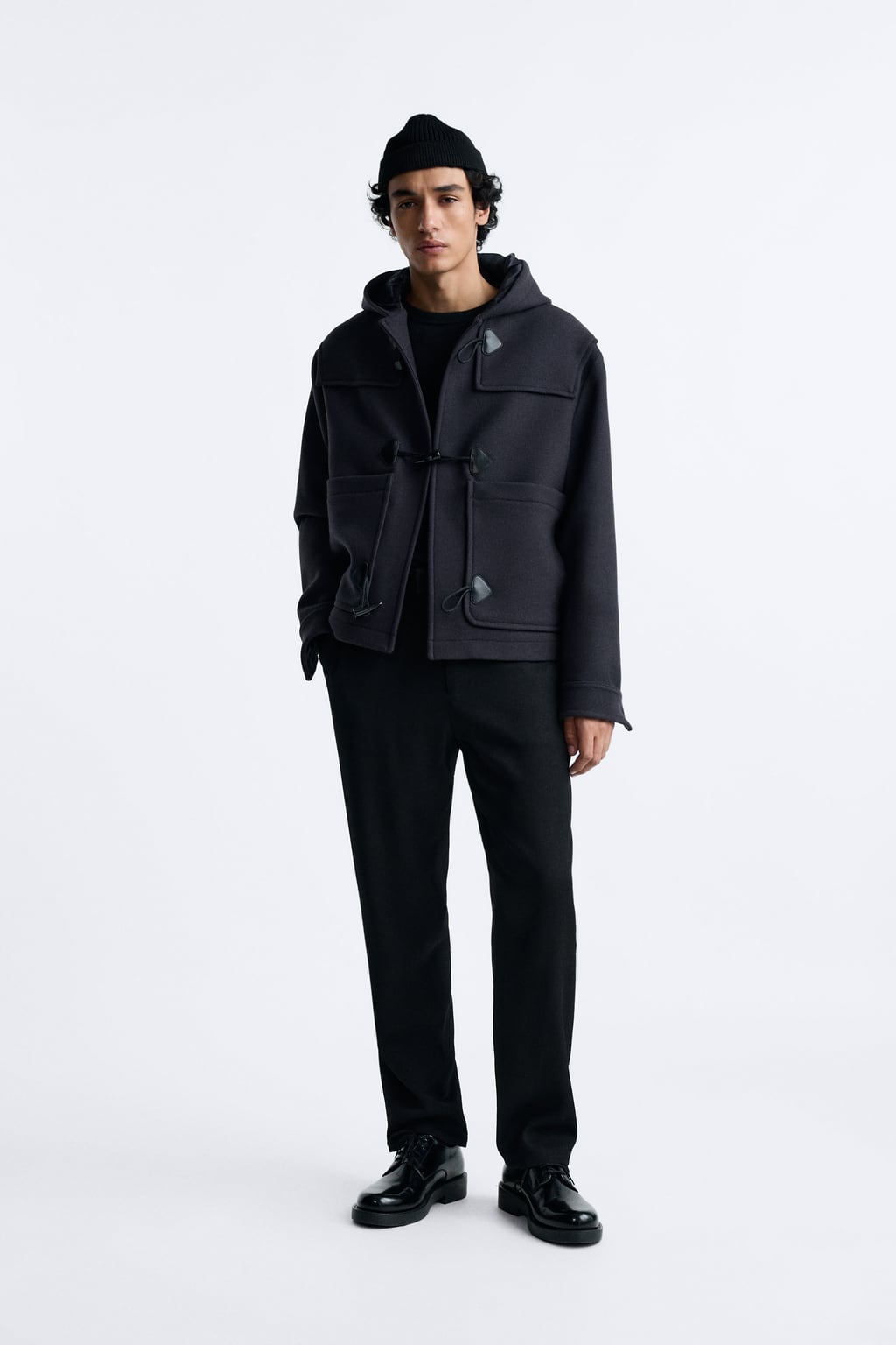 

Фактурная куртка из полушерсти ZARA, синий