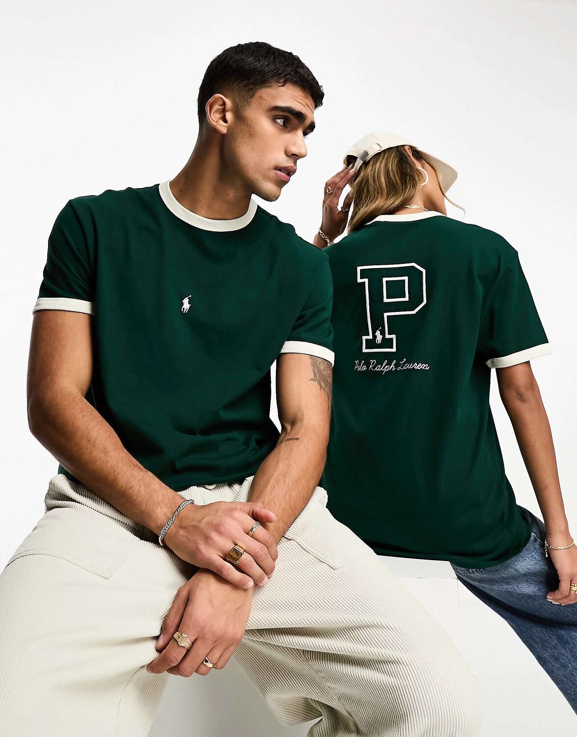 

Эксклюзивная совместная футболка Polo Ralph Lauren x ASOS зеленого цвета с изображением пони в центре и логотипом на спине, Зеленый