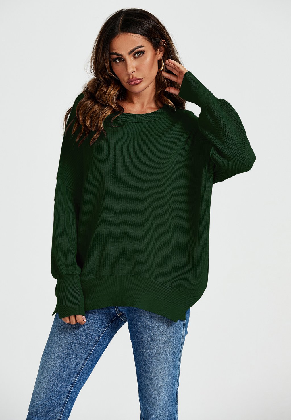 Вязаный свитер SLOUCHY EXPOSED SEAM DETAILING NECK FS Collection, цвет green