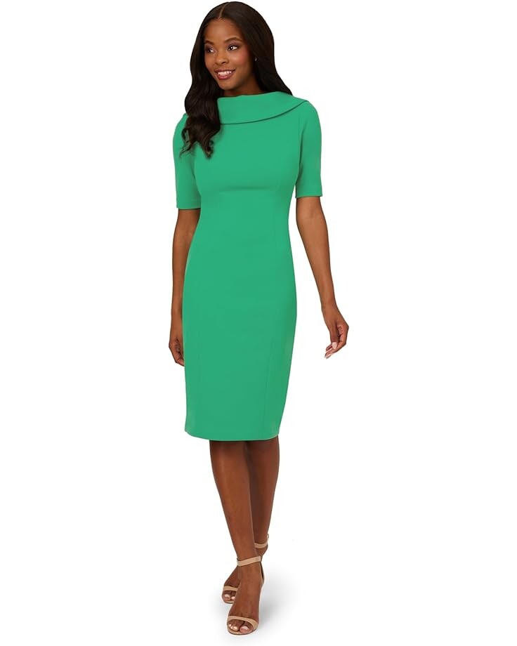 

Платье Adrianna Papell Roll Neck Sheath Collar w/V-Back, цвет Botanic Green