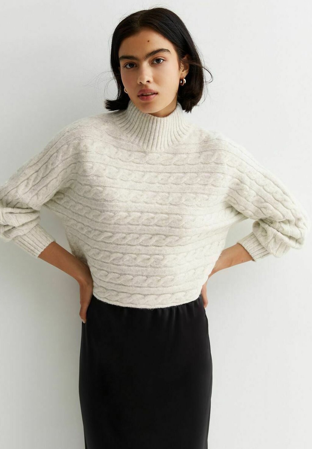 

Свитер Cable Knit Crop New Look, цвет pale grey